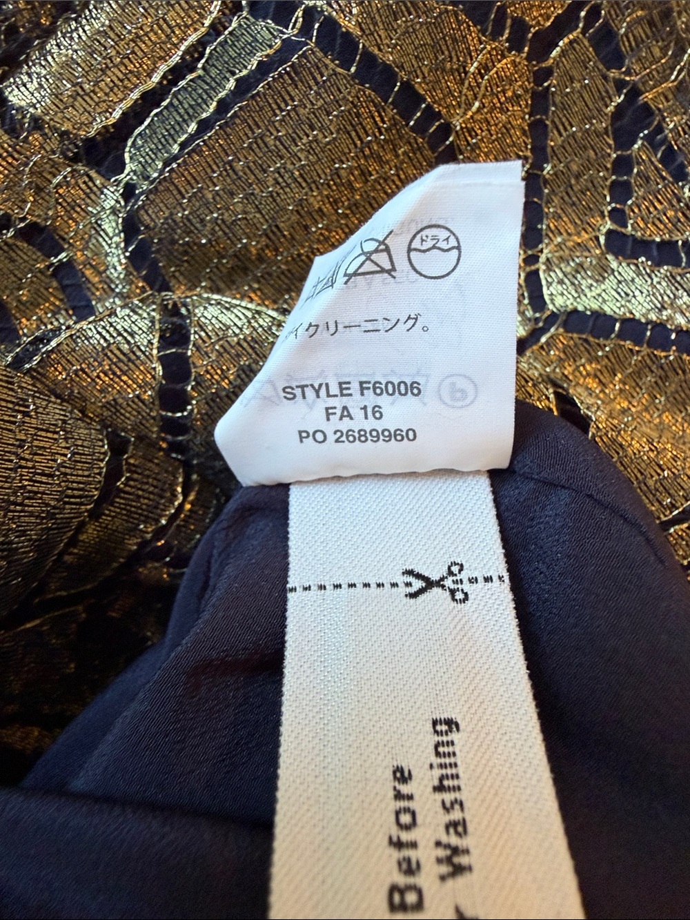 J. CREW COLLECTION Deco Shirt in Metallic French Lace (Gold & Navy) - Picture 9 of 9